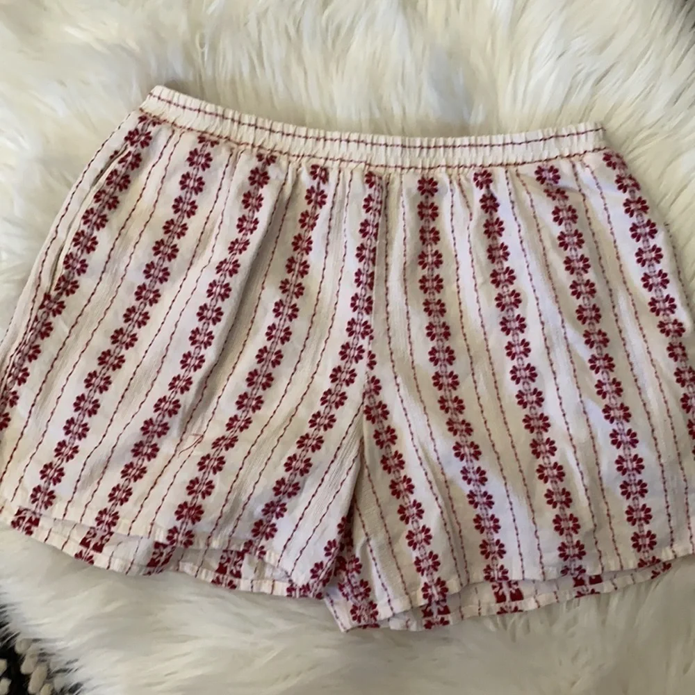 Chelsea and Violet red & cream linen pajama set